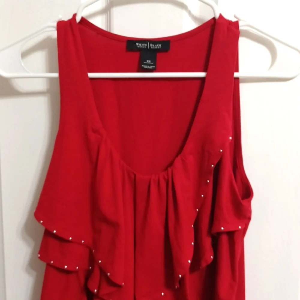 WHBM Roma-Red Ruffle Tank - Picture 3 of 4